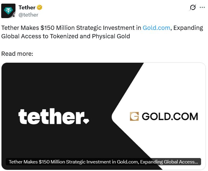 Tether investment announcement