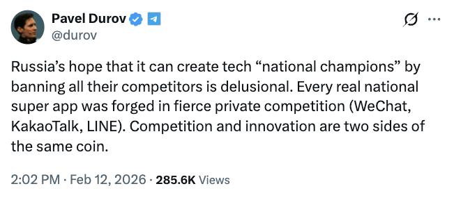 Pavel Durov's statement on Telegram