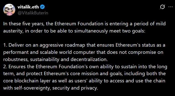 Vitalik Buterin post on X