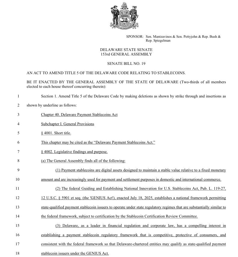 Stablecoin-focused Senate Bill document 19