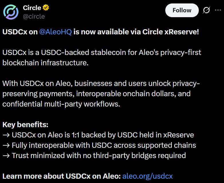 Circle's xReserve integration diagram
