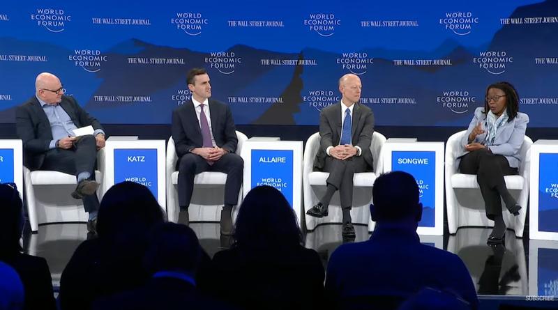 Vera Songwe speaks at the World Economic Forum in Davos, Switzerland