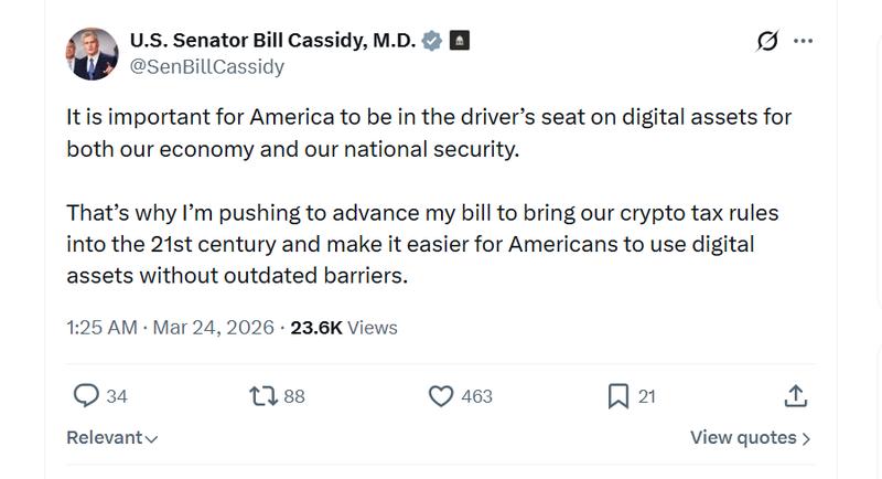 Senator Bill Cassidy's X post