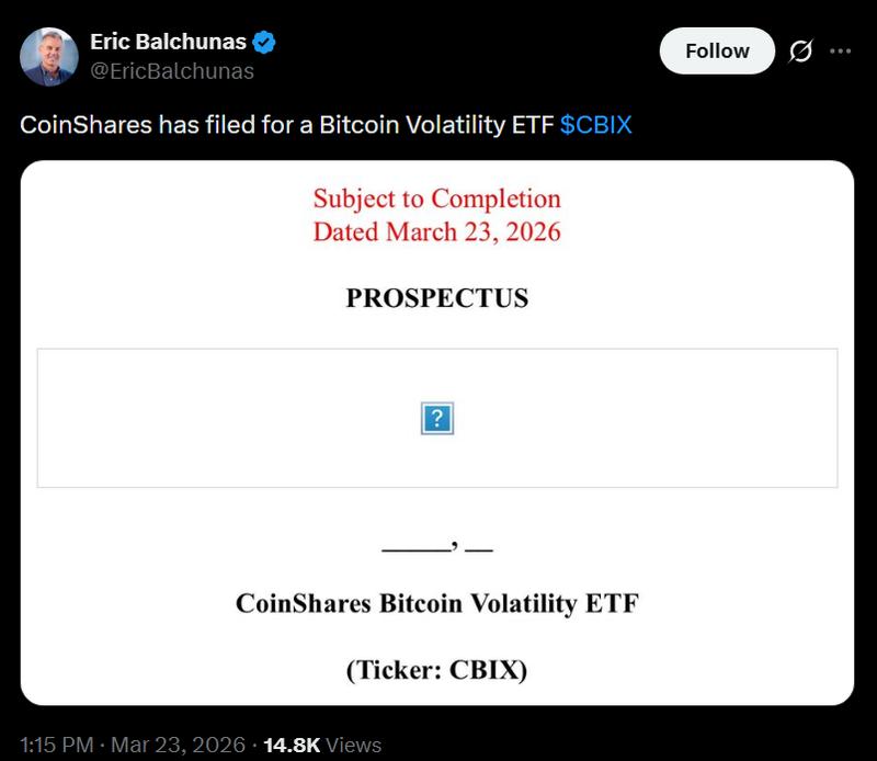 Chart showing CoinShares data