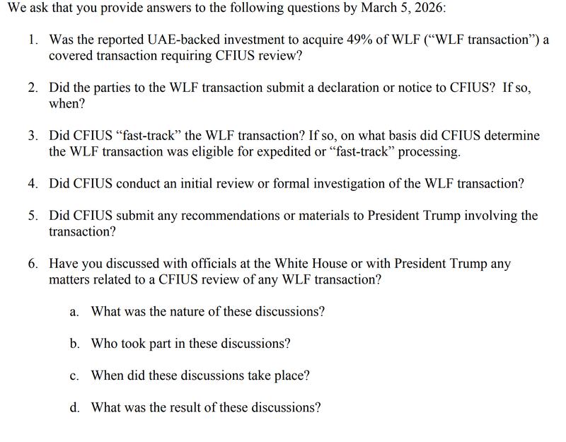 Senators ask Bessent to answer questions