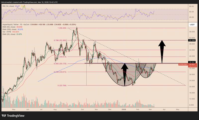 HYPE/USD daily price chart