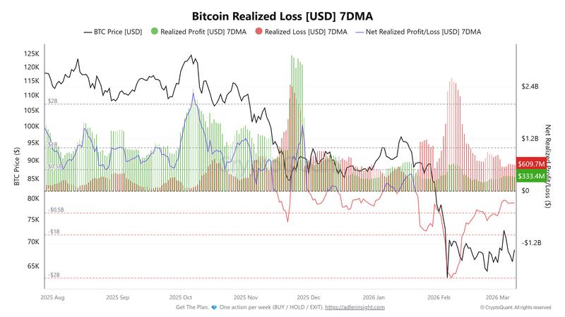 Bitcoin realized loss 7-day average