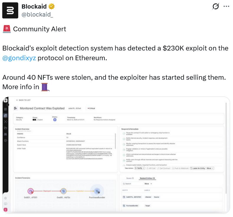 Blockaid data showing NFT theft