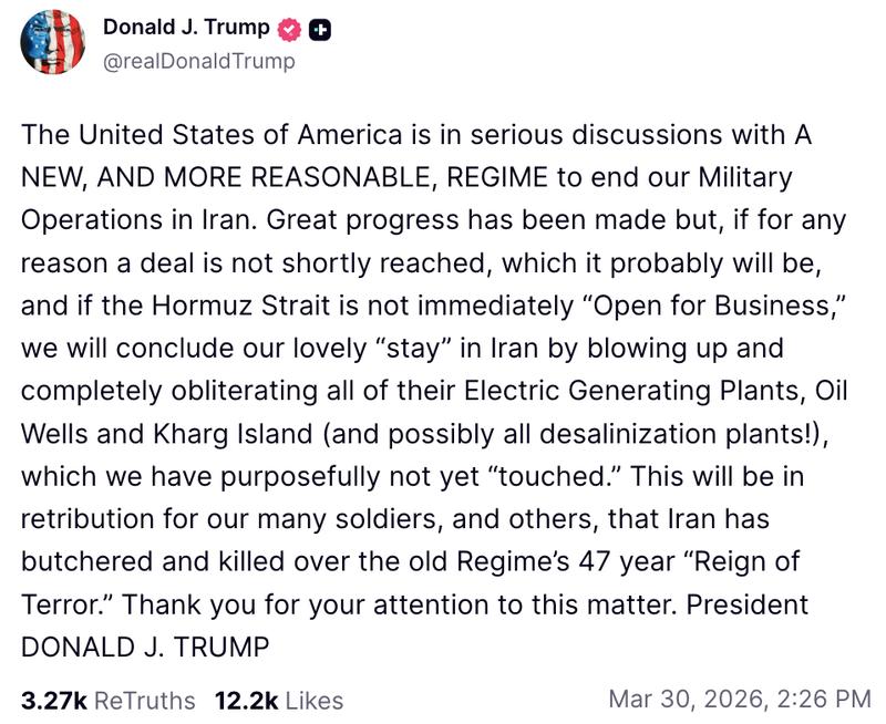 Trump Truth Social post