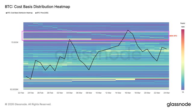 Bitcoin cost basis distribution heatmap