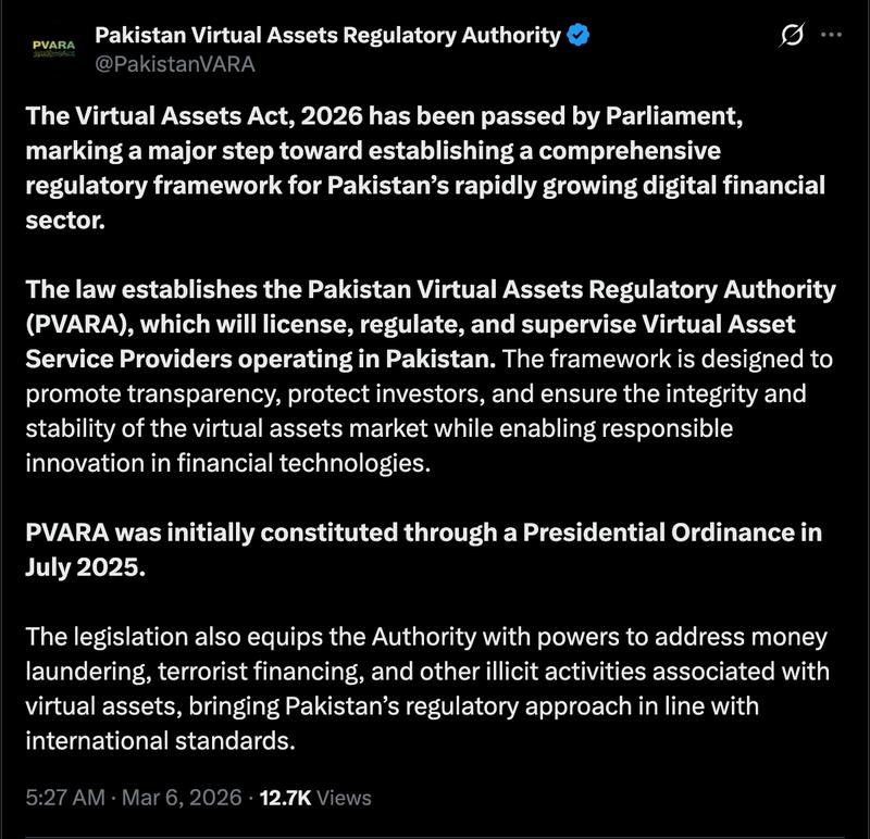 Pakistan, Bitcoin Regulation