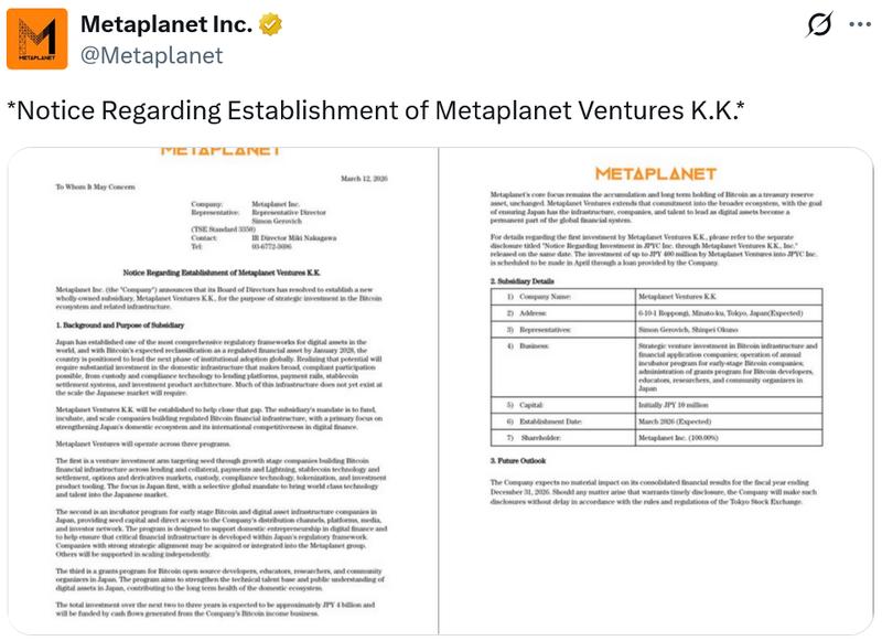 Metaplanet Ventures structure