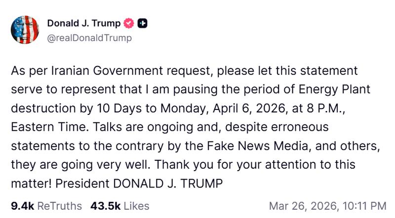 Trump Truth Social post