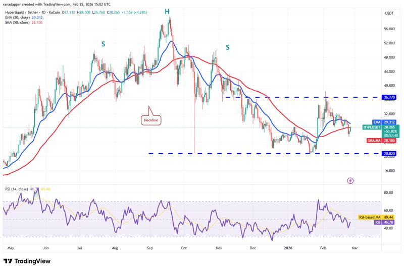 Daily chart for HYPE/USDT