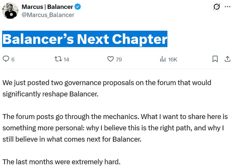 Marcus Hardt statement on Balancer Labs