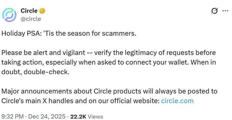 Circle distances itself from the fake press release on Christmas Eve