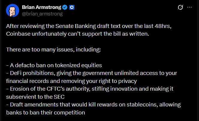 Brian Armstrong tweet