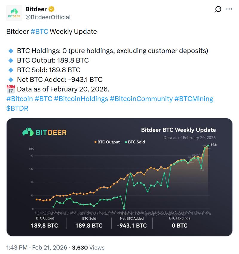 Bitdeer's Bitcoin holdings chart