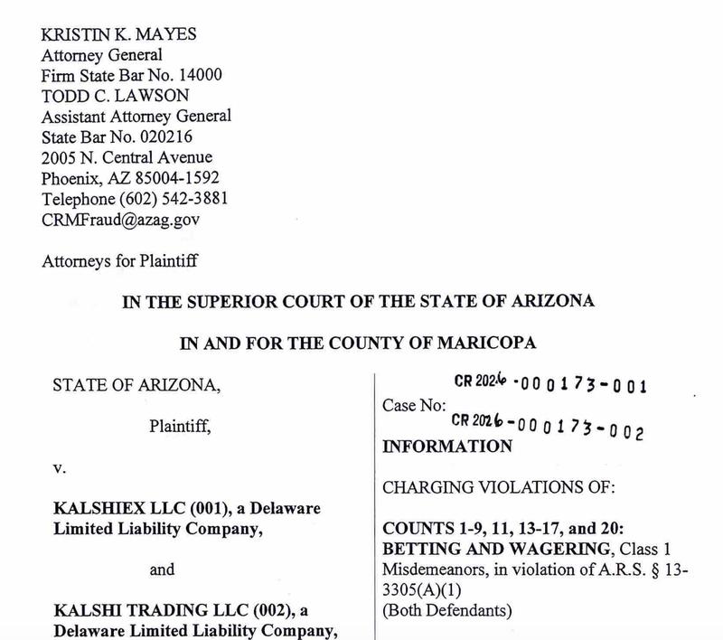 Law, Arizona, Court, Crimes, Kalshi, Prediction Markets