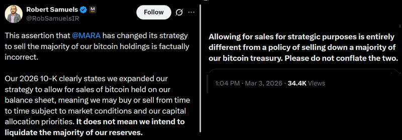 MARA Holdings statement