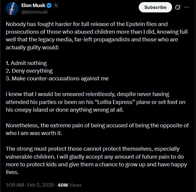 Elon Musk statement