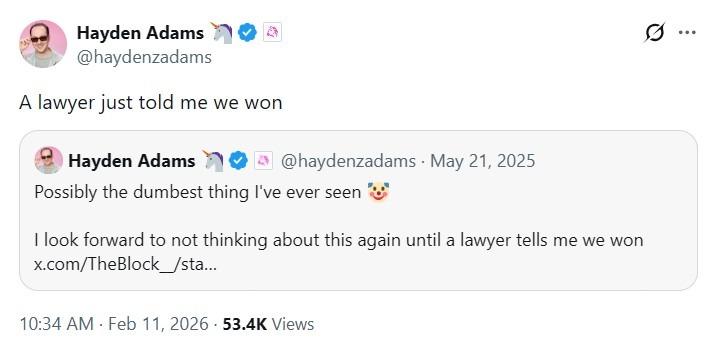 Hayden Adams tweet
