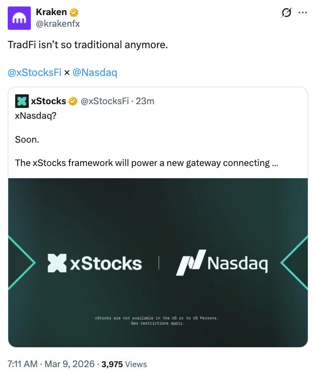 Kraken, Nasdaq, Tokenization, RWA Tokenization
