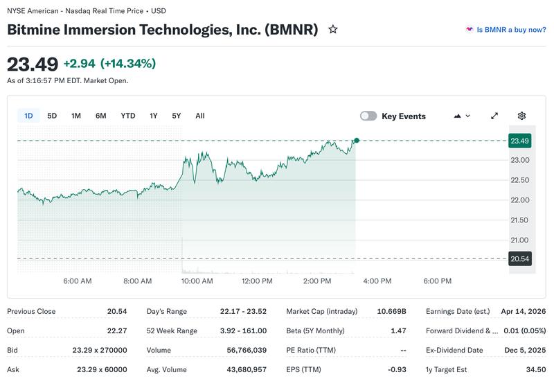 Ethereum, Tom Lee, Ether Price, MicroStrategy, Staking
