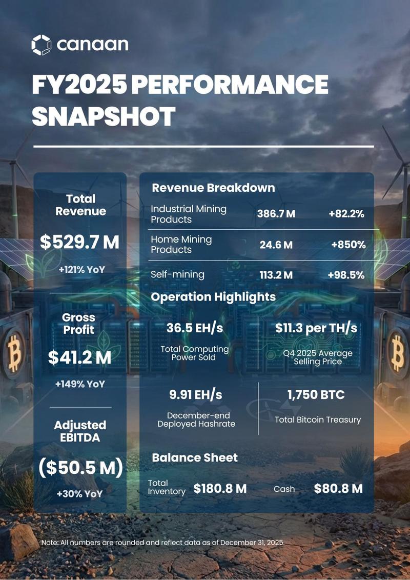 Canaan's 2025 performance snapshot following its Q4 financial report