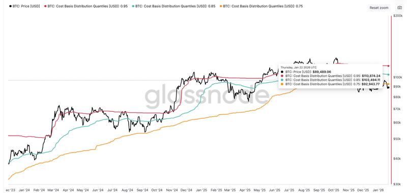 Bitcoin supply percentiles cost basis model