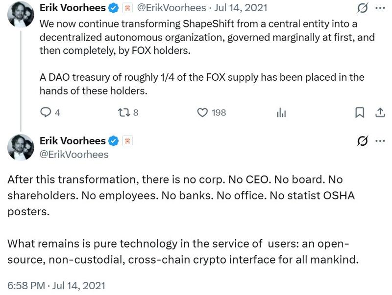 ShapeShift DAO transition