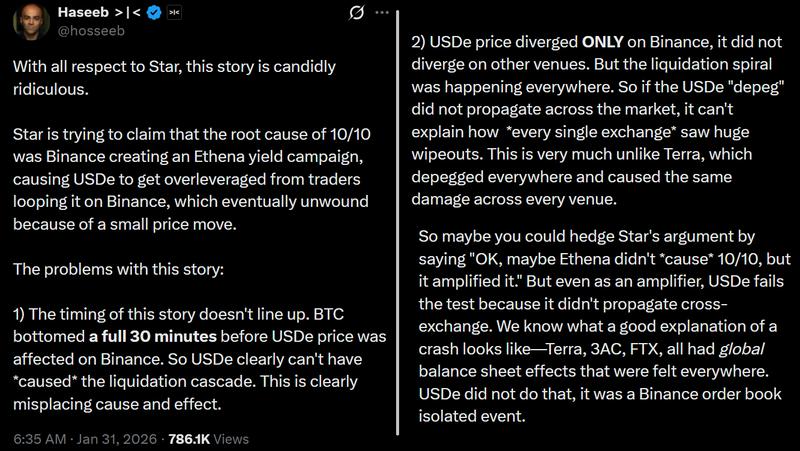 Social media post from Haseeb Qureshi