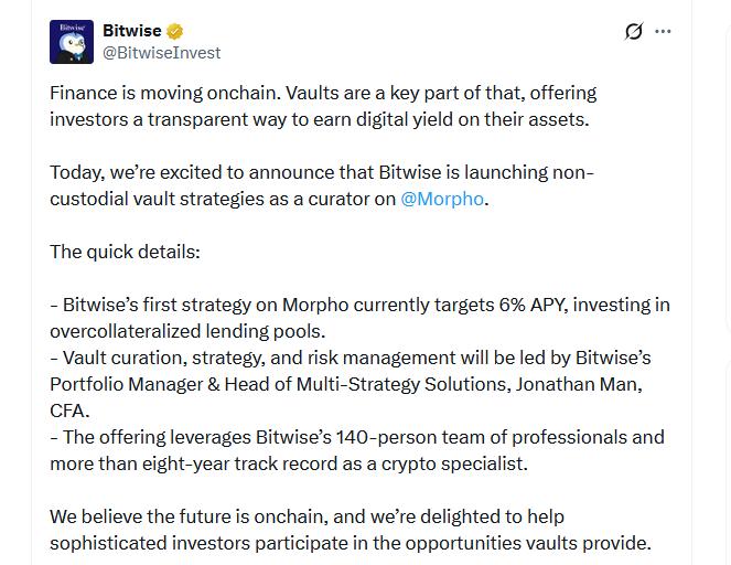 Bitwise Morpho vault strategy